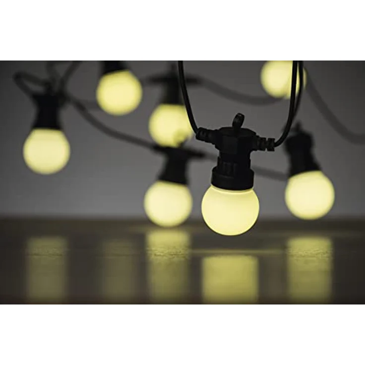 EMOS LED-Lichterkette DCPW01, 5m warme weißen Kugel-LEDs mit IP44 Schutz für Innen und Außen, 10 milchige Glühbirnen, ideal für Partys und Weihnachtsdeko – Bild 1