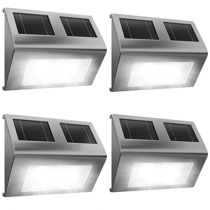 MONZANA® LED Solarlampe 4er Set Edelstahl IP65 Wasserdicht Hängend Solarleuchte Garten