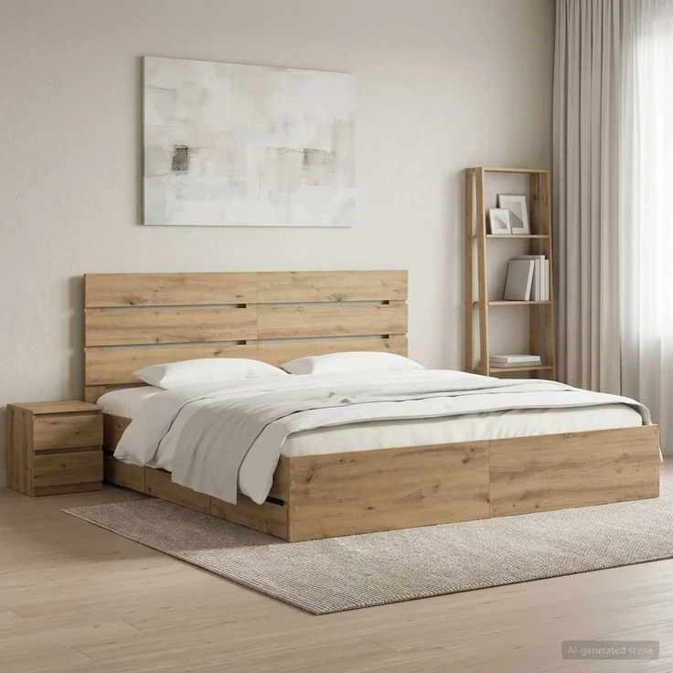 vidaXL Bed Frame with Storage and Headboard Artisan Oak 180 x 200 cm 3445834 – Bild 1
