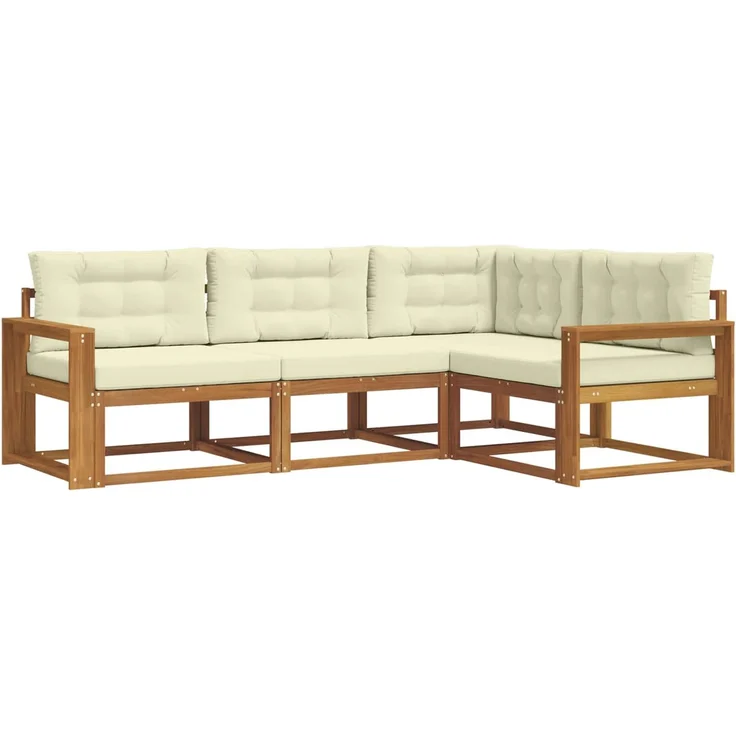 vidaXL Outdoor-Sofagarnitur 4 stk. 4-Sitzer Natur und Creme 3367513 – Bild 2