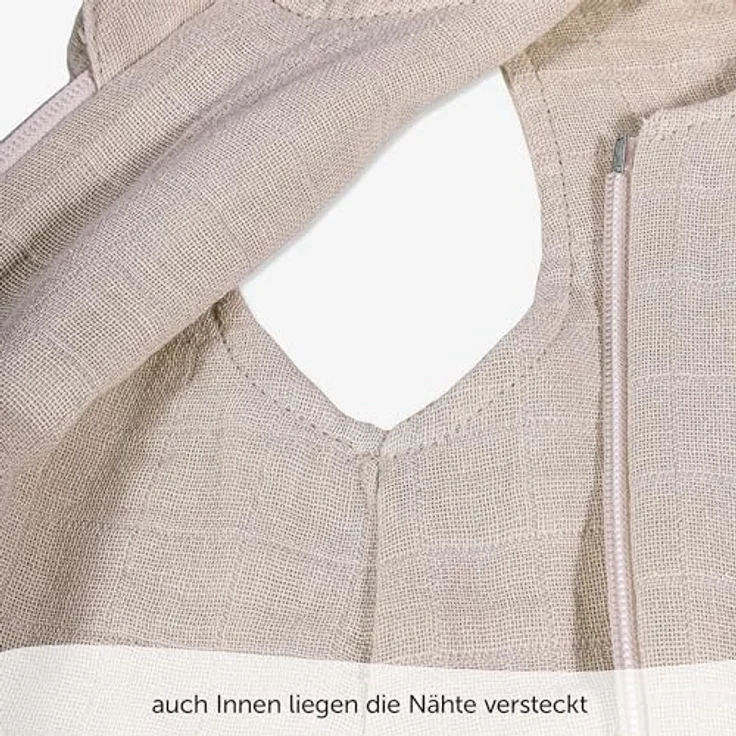 Makian Musselin-Schlafsack, atmungsaktiv und hautsympathisch, beige, Gr. 110 cm, Oeko-Tex Standard 100 zertifiziert – Bild 5