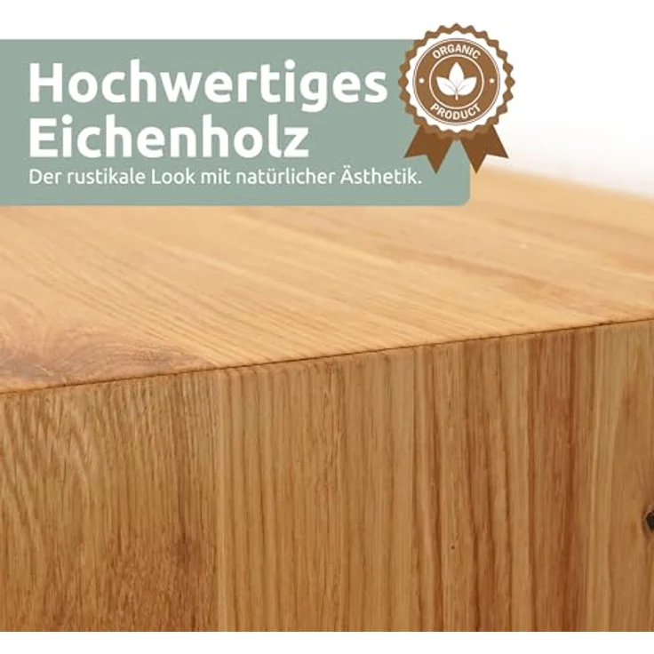 Massivholz Hocker mit Baumkante - Eiche - 40 x 40 x 45cm – Bild 5