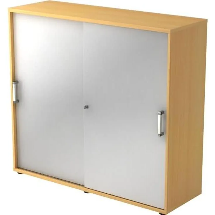 Schiebetürschrank 3 Ordnerhöhen, 120cm CE Buche / Silber