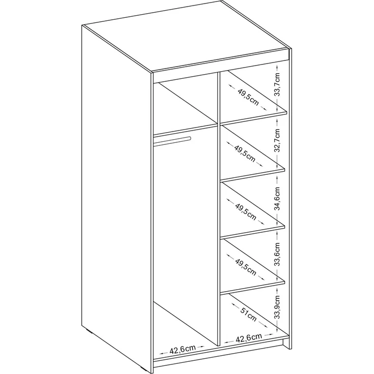 AX LIVING Schrank Spiegel Eiche Lefkas Kleiderschrank Storicos 2T 89,7 – Bild 6