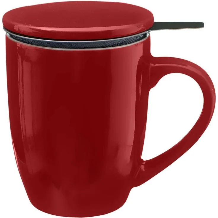 Keramikbecher mit Blatt-Teesieb, 320 ml, Secret de Gourmet