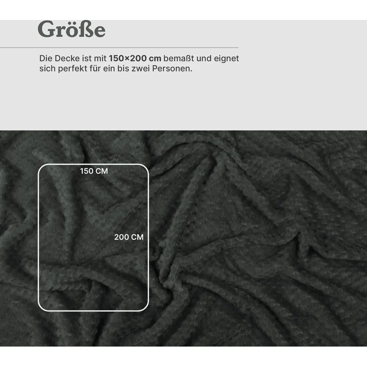 Kuscheldecke Cashmere Touch 150x200cm (Moon Mist) 250g/m² - Flauschige Wohndecke für Sofa, Couch und Bett, Tagesdecke Oeko-TEX - Sofaüberwurf – Bild 3