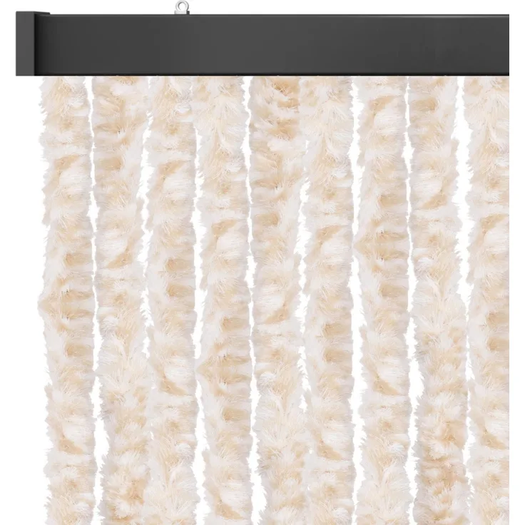Flauschvorhang 100x200cm ( Meliert Beige/Weiß ), perfekter Insekten- und Sichtschutz für Ihre Balkon- und Terrassentür, viele Farben