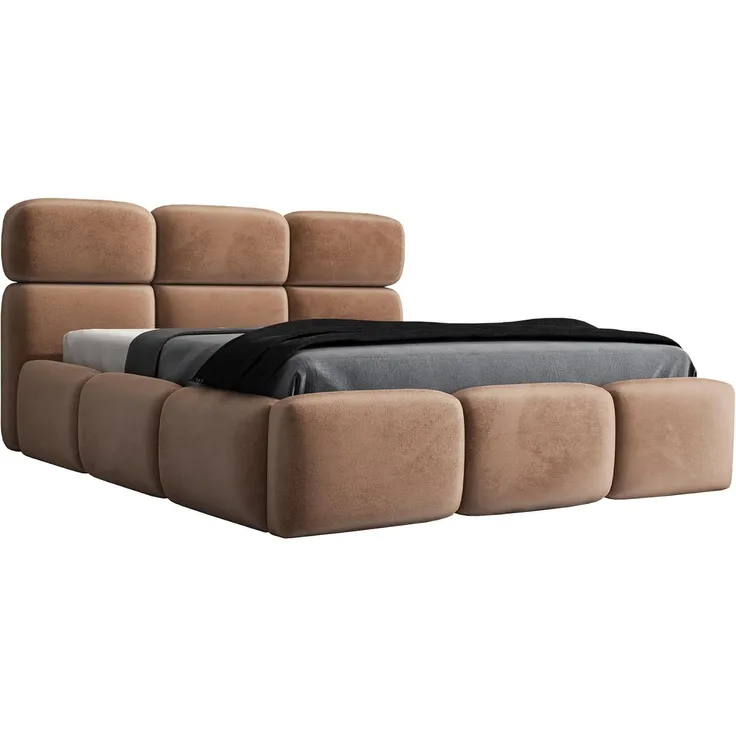 Polsterbett MAROKO 160x200 ohne Matratze mit Bettkasten und Lattenrost. Farbe: Tabak 3