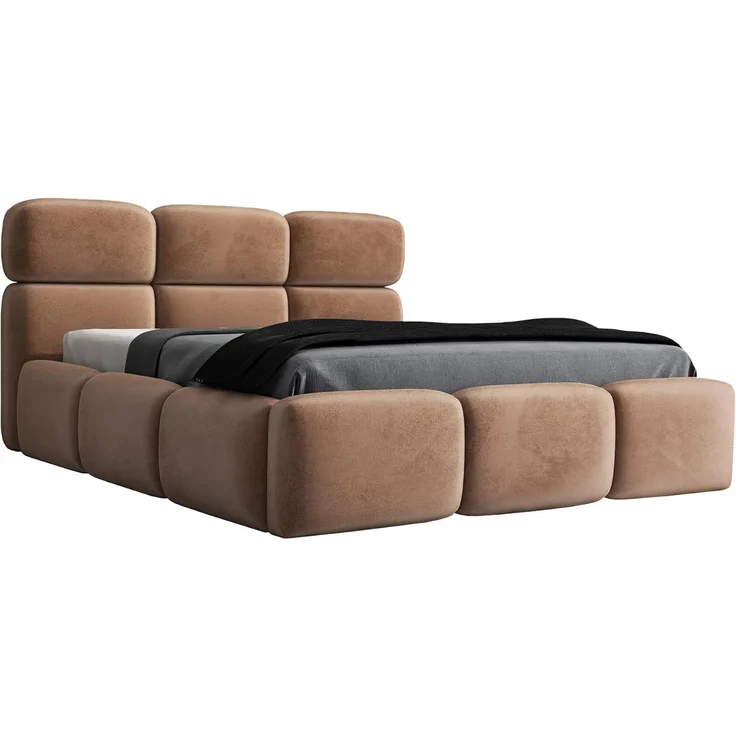 Polsterbett MAROKO 160x200 ohne Matratze mit Bettkasten und Lattenrost. Farbe: Tabak 3 – Bild 1