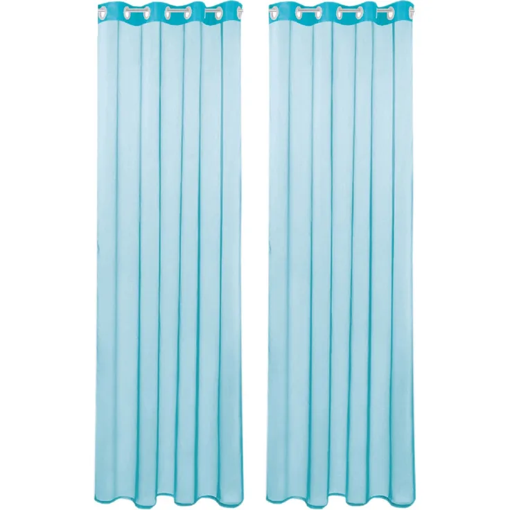 Bestlivings Transparente Türkise Gardine mit Ösen 2er Pack (B140 x L175), viele Varianten erhältlich