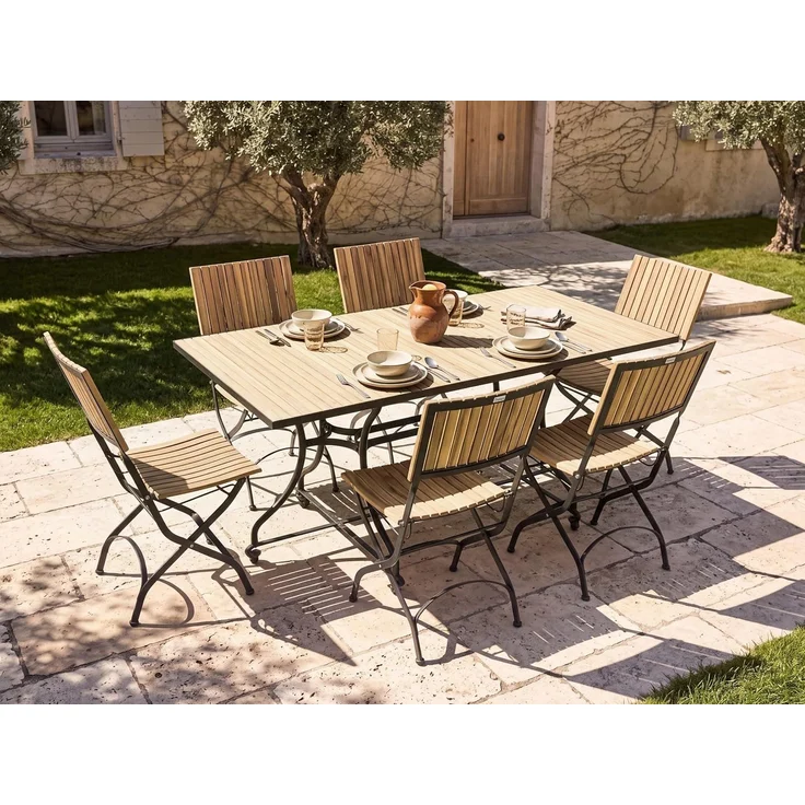 Gartentisch LASCARI 160 cm 90 cm Akazienholz Hellbraun – Bild 2