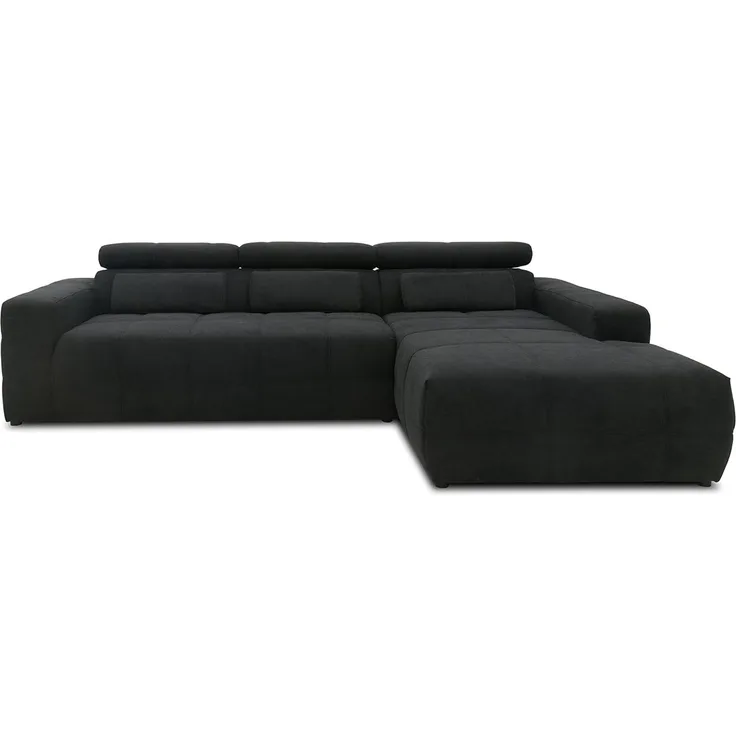 DOMO. collection Brandon Ecksofa, Sofa mit Rückenfunktion in L-Form, Polsterecke, Eckgarnitur, schwarz, 288 x 228 x 80 cm