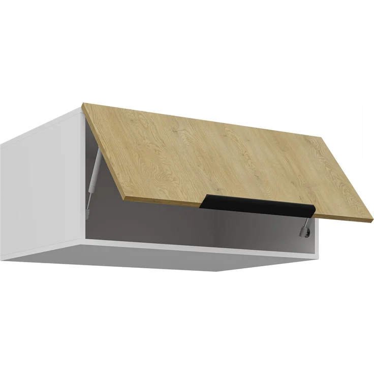 Aufsatzschrank Hochschrank 80 cm CREMONA Eiche hell + Weiß matt Küchenzeile Küchenblock Küche – Bild 2