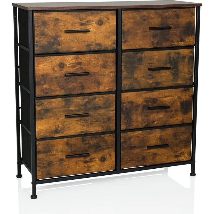 hjh LIVING Kommode mit 8 Schubladen RAGALA Light 80 x 30 x 82 cm Regalsystem Sideboard für Wohnzimmer Schlafzimmer Flur, Räuchereiche – Bild 1