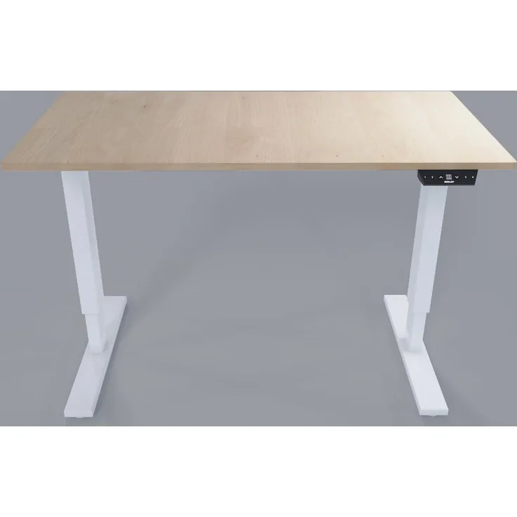 Bisley Home Tisch, Metall, Gestell 396 weiß Platte 014 ahorn, Medium