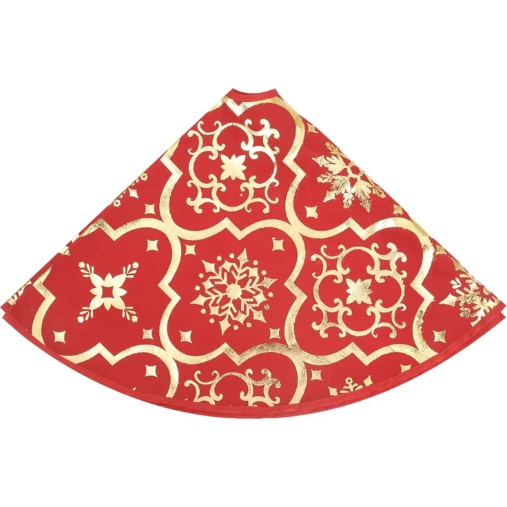 vidaXL Luxus Weihnachtsbaumrock mit Socke Rot 150 cm Stoff 330277 – Bild 5