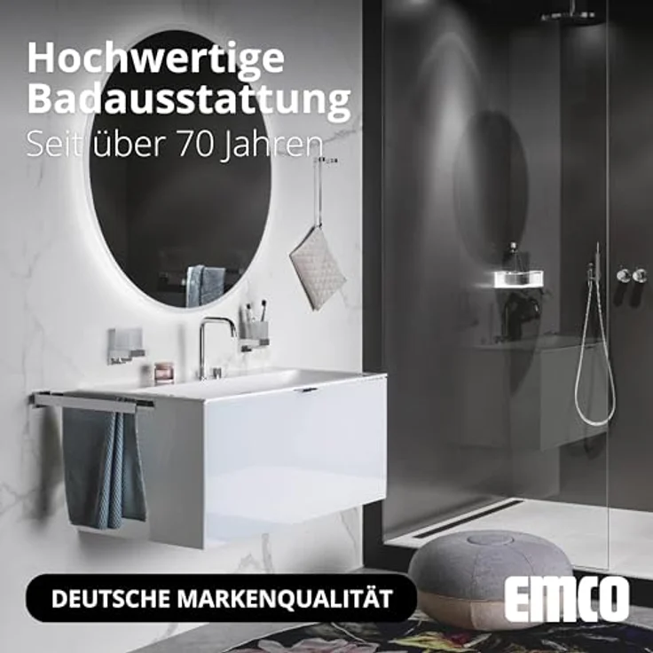 Emco ASIS 300 Badezimmerschrank Einbauschrank, Aluminium und Glas, Weiß Chrom, 96,4 cm, wechselbarer Türanschlag, großzügiger Stauraum – Bild 5