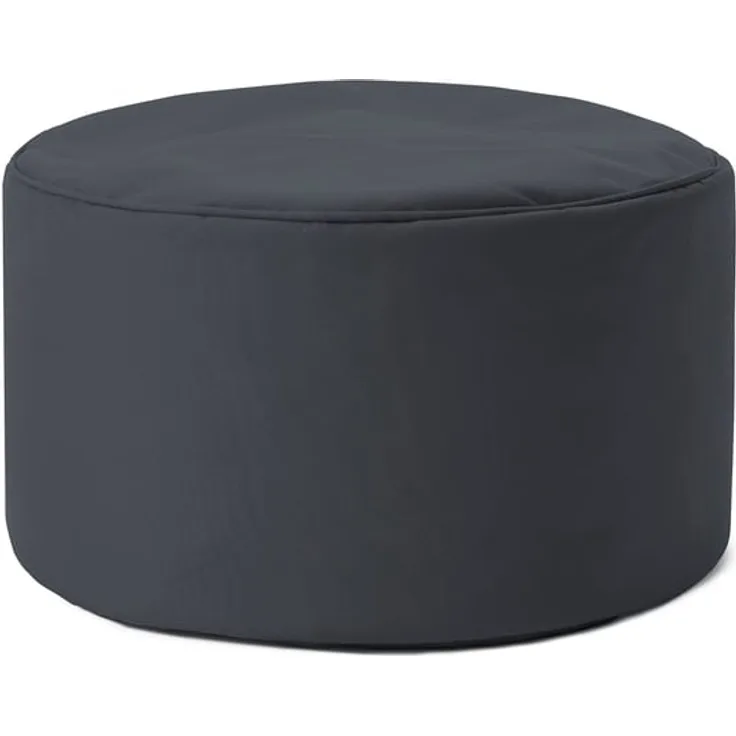 Lumaland Indoor Outdoor Sitzhocker 25x45 cm - Wasserabweisend - Pflegeleicht -Runder Sitzpouf, Sitzsack Hocker, Sitzkissen, Bean Bag Pouf - ideal für Kinder und Erwachsene - Stahlgrau