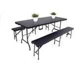 Tischset Gartengarnitur VENTANA Kunststoff Rattanoptik 3-teilig