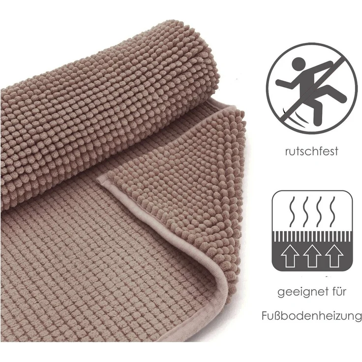 heimtexland Badematte Badvorleger Chenille Badteppich Duschvorleger, rutschhemmend beschichtet, Fußbodenheizung geeignet, schnell trocknend, strapazierfähig, fußbodenheizungsgeeignet, rutschfest, saugstark, Polyester, rund, Rund 60 cm, Hochflor, super ... – Bild 4