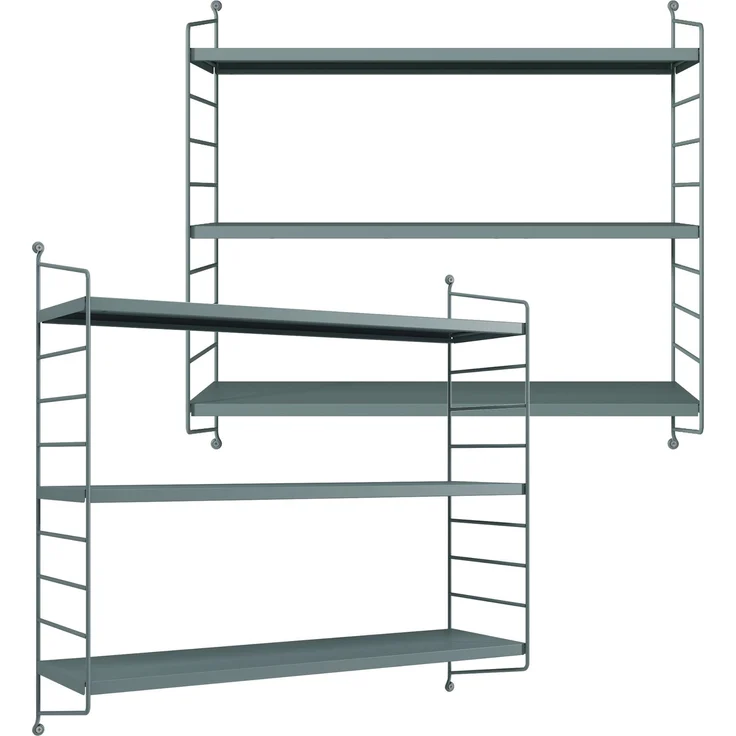 en.casa 'Strängnäs' Modulares Wandregal, 2 Stück, Stahl, Graublau, 50 x 60 x 15 cm – Bild 1