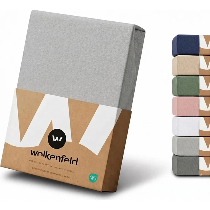 Wolkenfeld Spannbettlaken 100% Baumwolle - Superweiches Bettlaken für Matratzen von 5 bis 20cm, Gummizug: Starker & Flexibler Super-Stretch Gummizug für maximalen Halt, Rutschfest & Blickdicht - 90x200, 140x200, 160x200, 180x200 200x200 – Bild 1