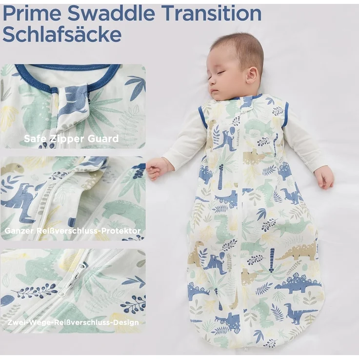 Duomiaomiao Baby Schlafsack,0.5 Tog Ganzjahres Cartoon Jungen Schlafsack, Leichter hochwertiger Baumwoll-Mädchen Schlafsack, geeignet für Kinder im Alter Von 6 Monaten bis 3 Jahren – Bild 4