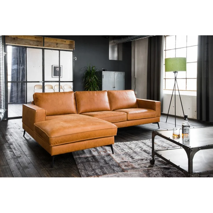 KAWOLA Sofa BLOOM Ecksofa Leder cognac Recamiere links 84 x 177 x 276 cm – Bild 1