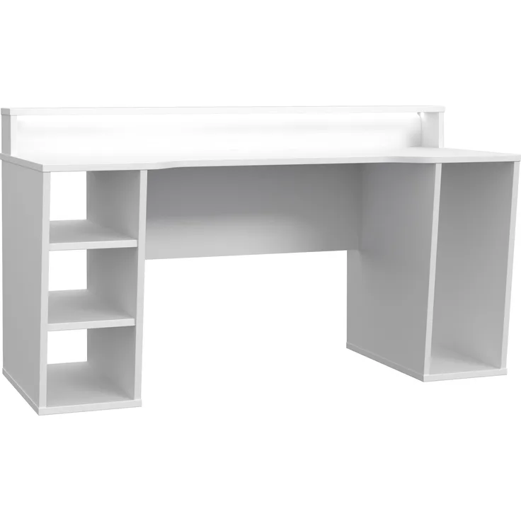 Computertisch, Gamingtisch 1 TEZAUR PC-Tisch weiß Dekor inkl. LED