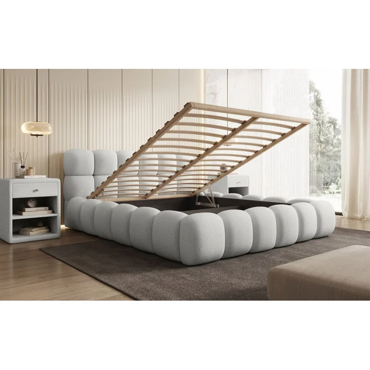 Luxusbetten24 Polsterbett Designer Polsterbett Boston Bouclé, mit Stauraum – Bild 2