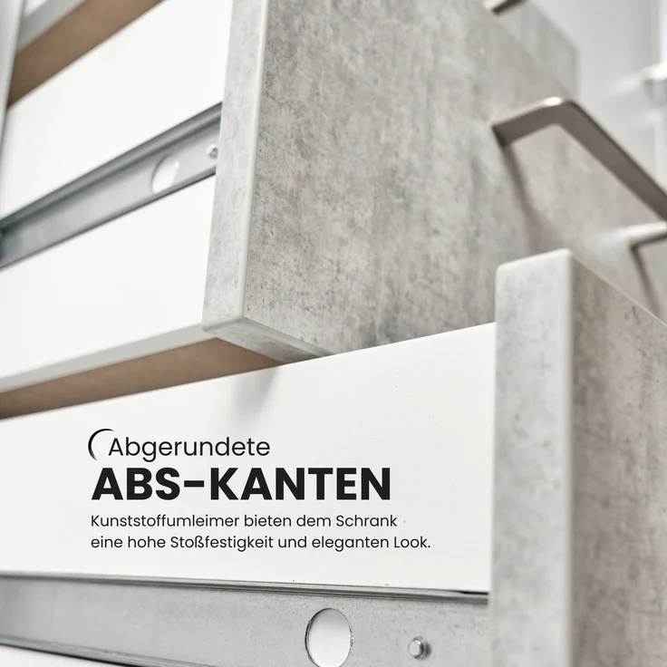 bümö smart Schubladenschrank, Büroschrank in Weiß/Asteiche mit 4 Schüben - Bürocontainer aus Holz, Container mit Metallgriffen & Soft-Stop Schubladen, 924S4-W-R-BS – Bild 3