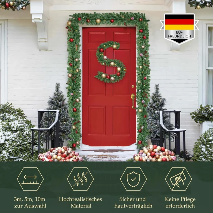 SALCAR Weihnachtsgirlande 3m – Künstliche Tannengirlande für Innen & Außen – Bild 5