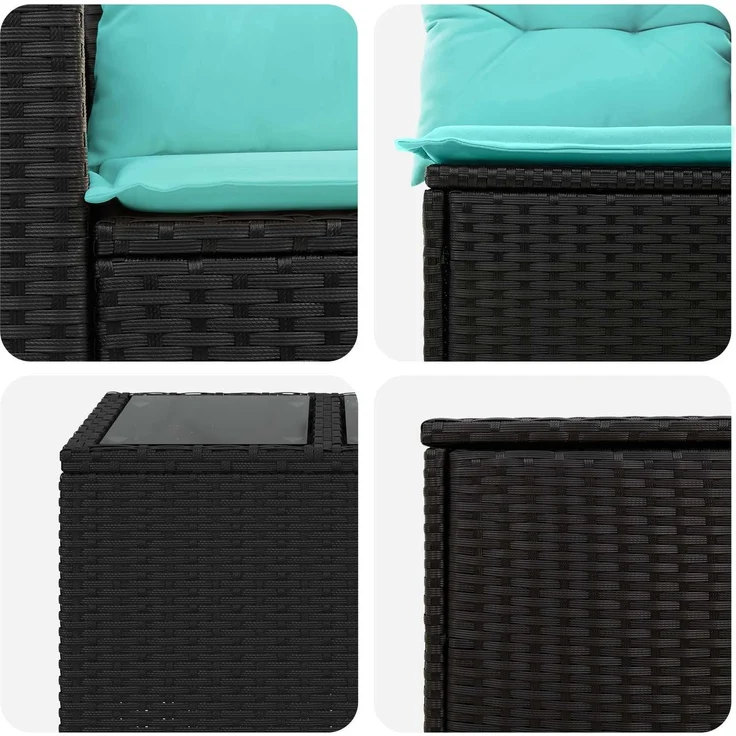 vidaXL Sofa Set 6 stk. Schwarz und Blau Polyrattan und Stahl 3447552 – Bild 8