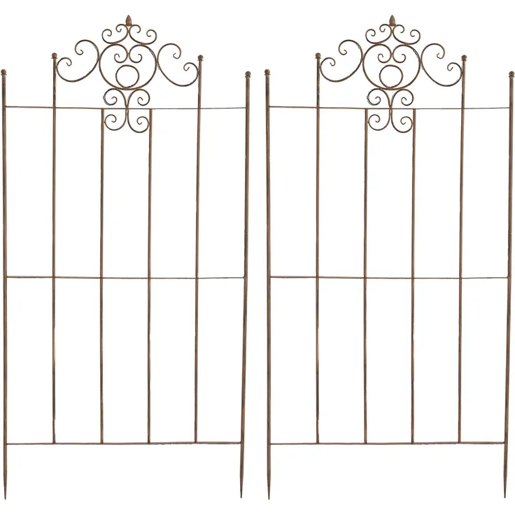 Rankgitter HEIKE 2er Set - 85,5x2x170cm, Metall, Antik-Braun | Rankhilfe Kletterpflanzen Gartendekoration