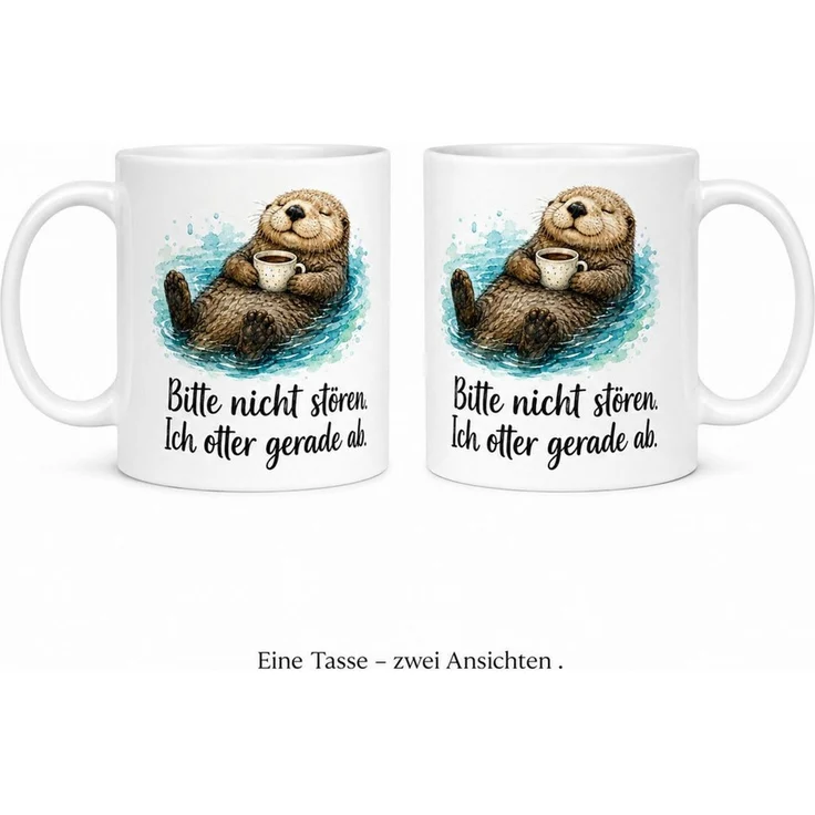 WS-Trend Tasse Otter Kaffeetasse - Geschenkidee mit Spruch - weiss aus Keramik 330 ml, Keramik – Bild 4