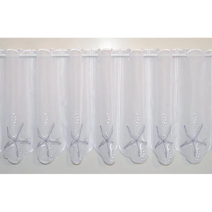 Stickereien Plauen Scheibengardine Seestern (1 St), Stangendurchzug, transparent, Voile – Bild 2