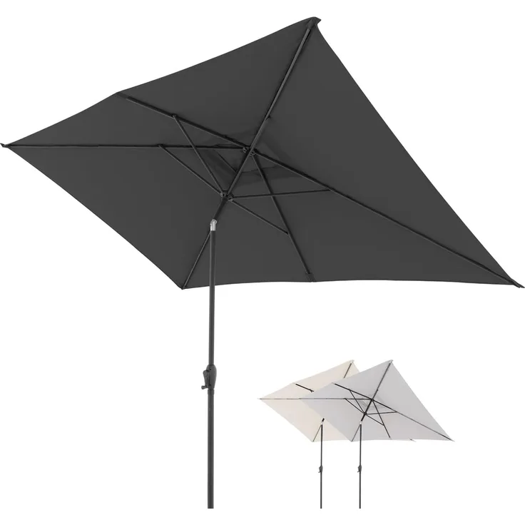 Doppler Sonnenschirm Jack 300x200 cm in Dunkelgrau - Rechteckiger Sonnenschirm für Balkon & Terrasse - Schirm knickbar - Großer Balkonsonnenschirm - Kurbelschirm- Kippbarer Gartenschirm