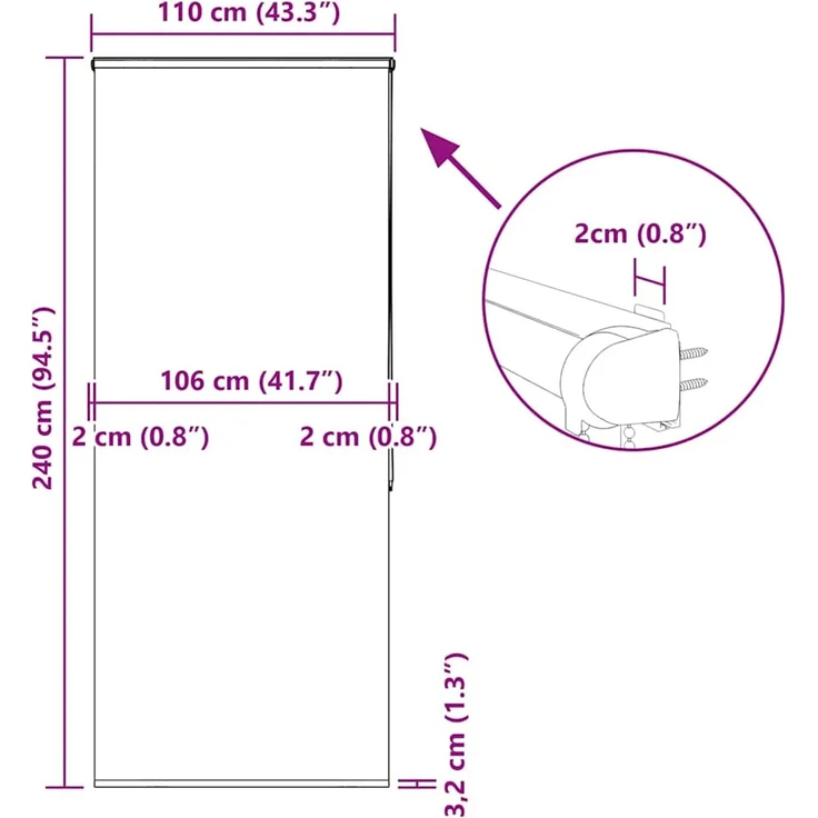 vidaXL Duschrollo mit Kassette 110x240 cm Stoffbreite 106 cm 4015024 – Bild 12
