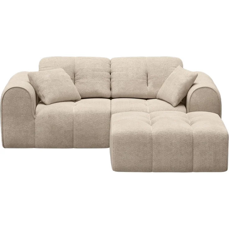 skølm 'Vanaheim' Sofa 2 Sitzer mit Hocker & 2 Kissen, Cloud Sofa beige, Chenille-Stoff, Vollschaumcouch mit Federkern und Vakuum-Kompression, kein Aufbau erforderlich – Bild 12