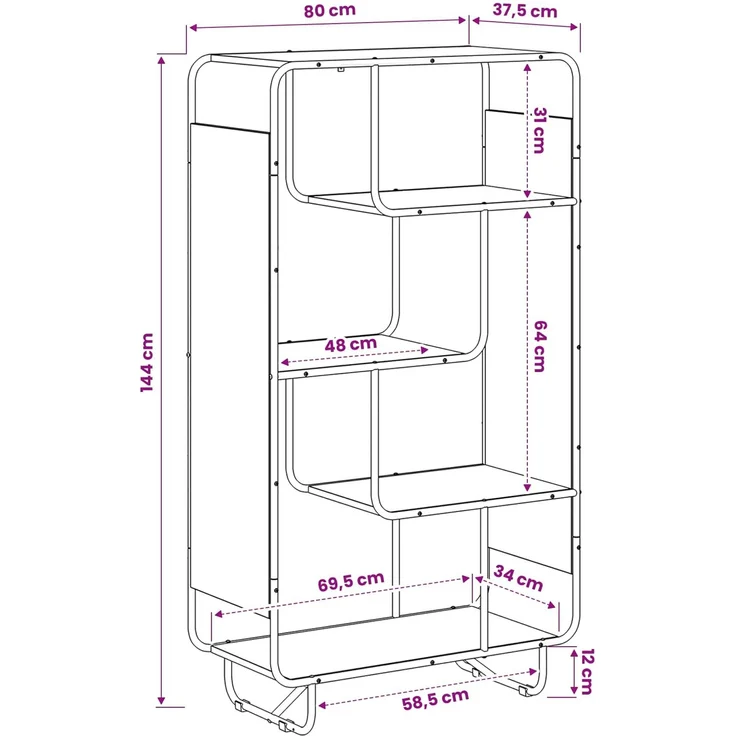 vidaXL Highboard Artisan-Eiche 80 x 37.5 x 144 cm Holzwerkstoff 8007941 – Bild 6