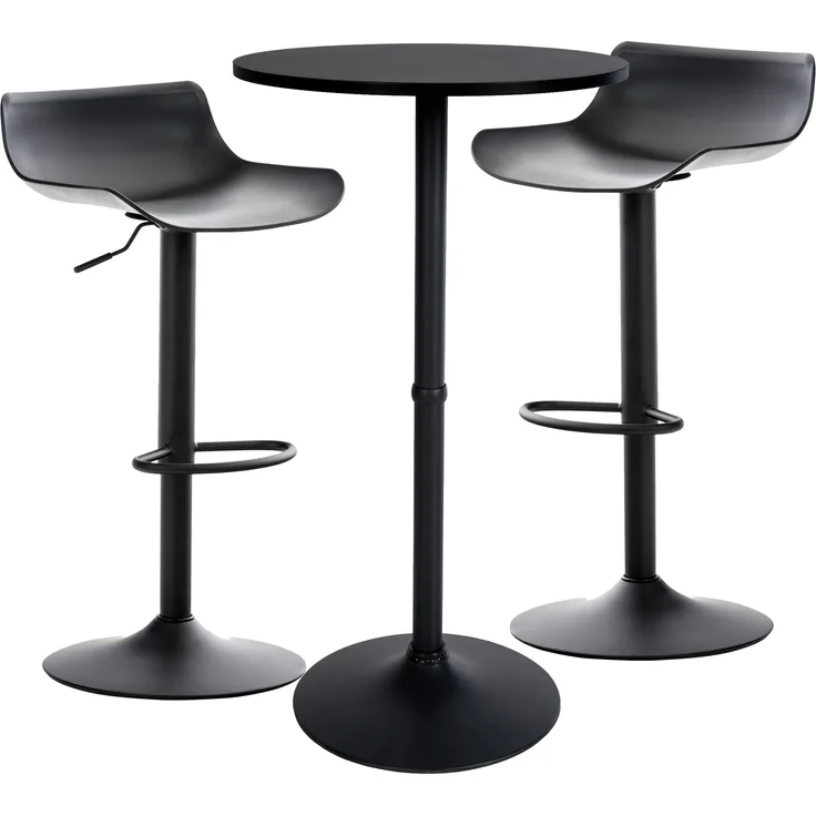 CLP Bartisch Set Fernie mit 2 Barhockern,schwarz