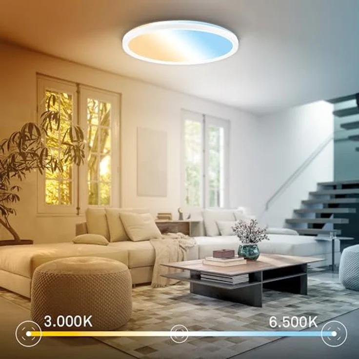 BRILONER - EEK A LED Panel Effizient mit 11W bei 2400lm, ca. 50.000h Licht, flach, CCT, indirektes Licht, LED Lampe, Deckenleuchte, Wohnzimmerlampe, Deckenlampe, Flurlampe, 29,3x3 cm, Weiß – Bild 7