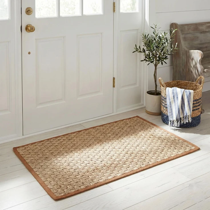 Safavieh Naturfaser Teppich für Wohnzimmer, Esszimmer, Schlafzimmer - Natural Fiber Collection, Kurzer Flor, Natürlich und braun, 61 X 91 cm