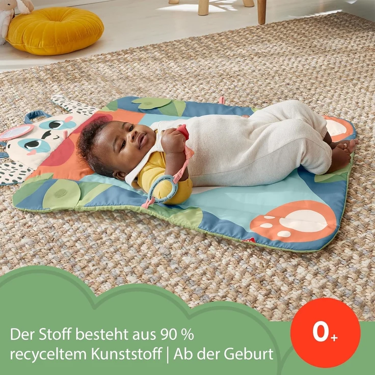 FISHER-PRICE Rolli-Roll Panda Spielmatte - Große 3-in-1 Spielmatte zum Mitnehmen, kontrastreiches Muster, Knisterspielzeug und Spiegel, 90 % recylcled, FSC-zertifizierten Verpackung HKD65 – Bild 3