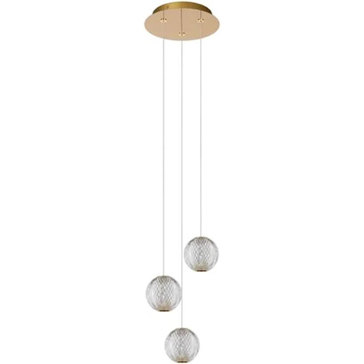 Lucide CINTRA Pendelleuchte, Ø 25 cm, dimmbar, LED 3x4,7W 2700K, transparent klar – Bild 2