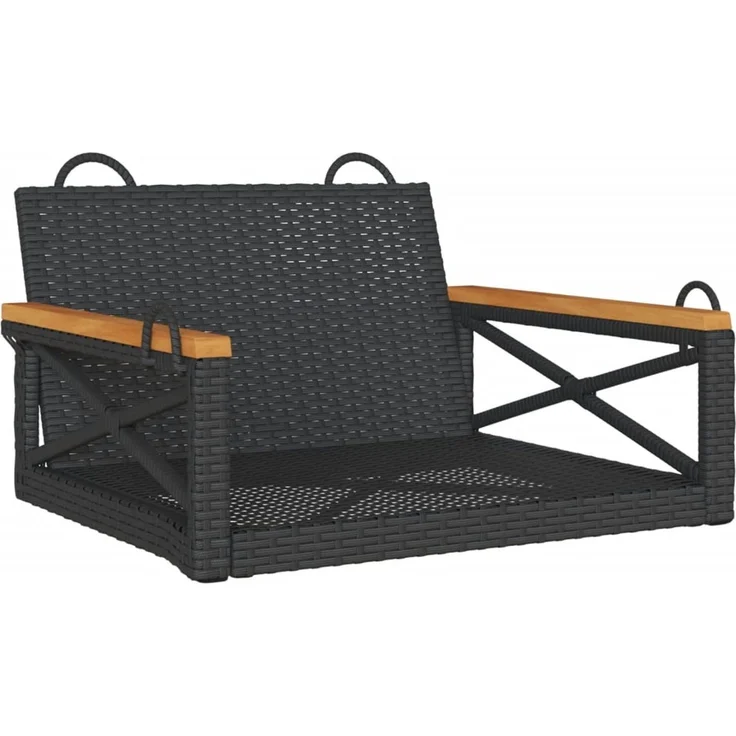 vidaXL Hängesessel Schwarz 63x62x40 cm Poly Rattan 368170 – Bild 2