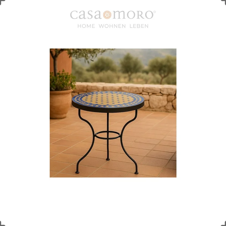 Mosaik-Beistelltisch Ø45 cm Blau-Raute – Bild 10