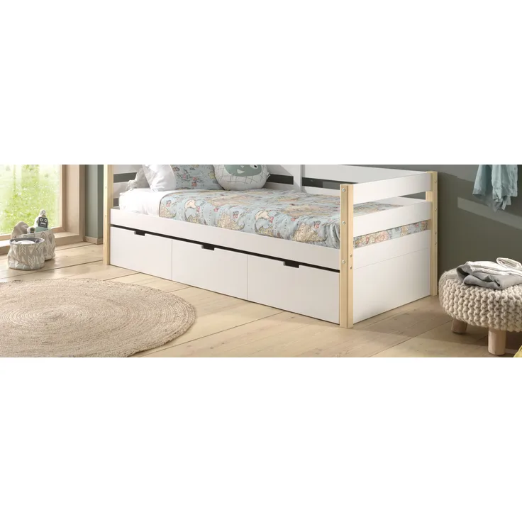 Unterbett Margrit auf Rollen 90x190 cm, MDF Weiß lackiert