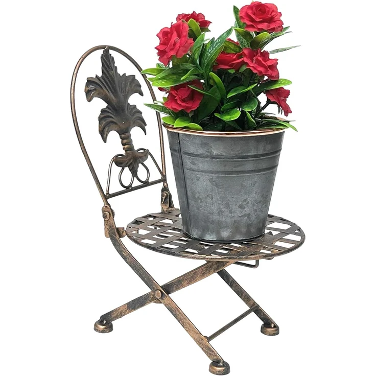 Blumenhocker Stuhl klappbar metall Blumenständer Pflanzenständer 32 cm Puppenstuhl – Bild 9