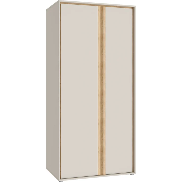 Drehtürenschrank >WEXLIN< 5 Böden, sandfarbig / Mauvella Eiche Dekor - 91,3x193,7x60cm (BxHxT) – Bild 4